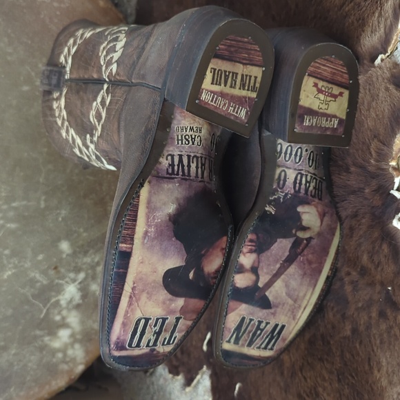 TIN HAUL "Bandolero" Old West Wanted Poster cowboy western square toe boots 11D - Picture 13 of 16